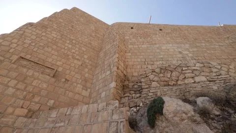 Wall of Iraq's oldest monastery, built into the mountain, 7th century Stock Footage