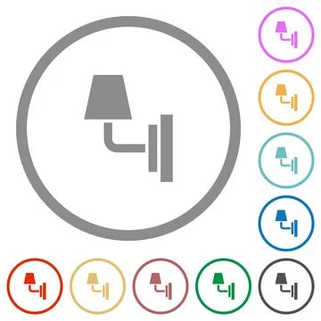 Wall lamp flat icons with outlines イラスト素材