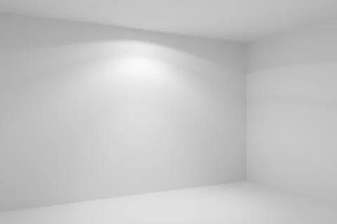 Wall lamp light in empty white room corner Illustrazione stock