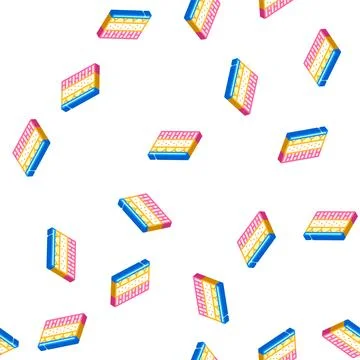 Wall layers isometric icon seamless pattern color Stock Illustration