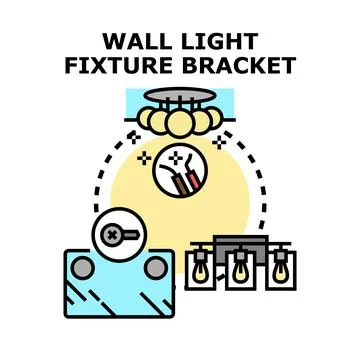 Wall light fixture bracket installation process Stock Illustration