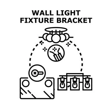 Wall light fixture bracket installation process Stock Illustration