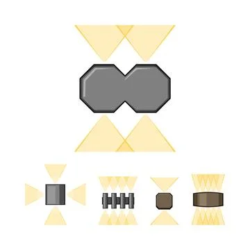 Wall lighting types projecting various light patterns Stock Illustration