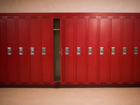 Wall of lockers. Foto stock