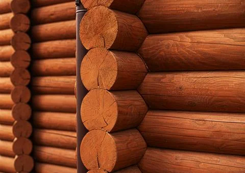 Wall of a log house. Stock Photos