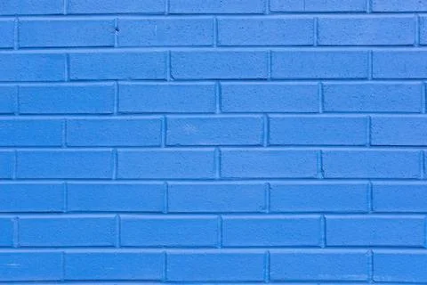 Wall made of blue painted bricks Stock Photos