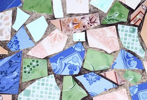 Wall made from broken tile Stock Photos