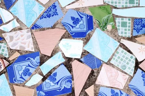 Wall made from broken tile Stock Photos