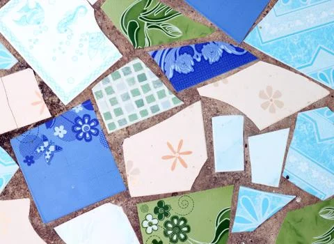 Wall made from broken tile Stock Photos