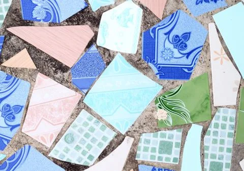Wall made from broken tile Stock Photos