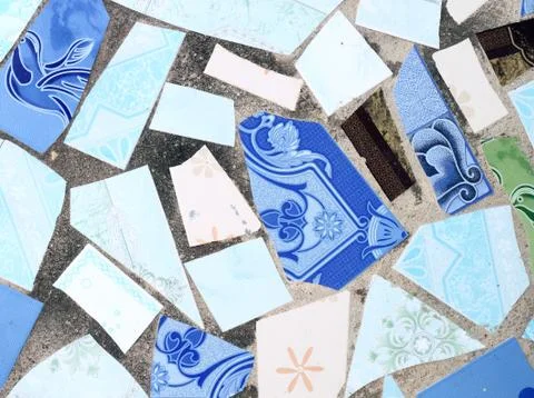The wall made from broken tile Stock Photos