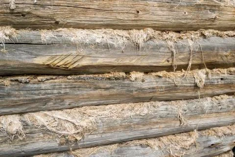Wall made of logs Stock Photos