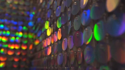 Wall made of many round sparkling sequins for fashion festive event or glamour Stock Footage 188570078