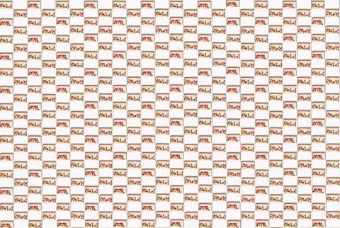 A wall made from opened white matchboxes with red and brown matches Foto stock