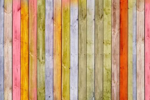 The wall is made of pine multi-color wooden Board. Texture or background Stock Photos