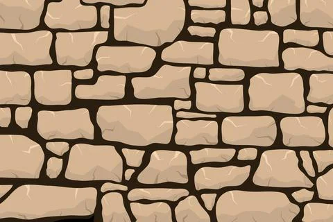 The wall is made of stone. Background image of a stone wall. Vector Stock Illustration