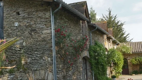The wall of a medieval Chateau in France. Stock Footage
