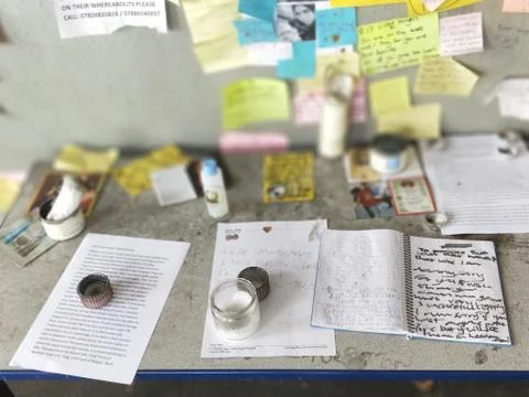 A wall of messages for Grenfell Tower fire victims, London UK Stock Photos