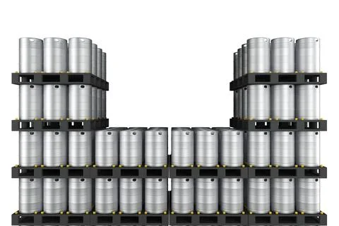 Wall of metal kegs Stock Illustration
