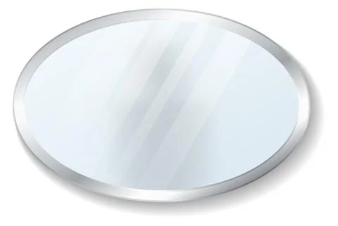 Wall mirror mockup. Realistic oval reflective surface Illustrazione stock