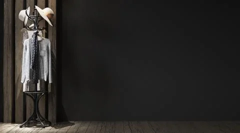 Wall mock-up in hallway, 3d render Stock Illustration