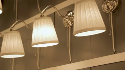 Wall with modern wall lights. Stock Footage 315177449