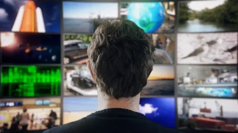 Wall Of Monitors Stock Footage 88575922