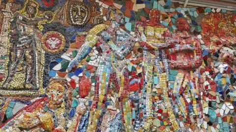 Wall of Mosaic in the Park Stock Footage 65222064