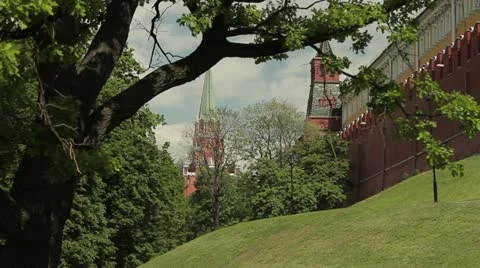 The wall of the Moscow Kremlin Video stock 12240259