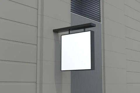 Wall Mount Sign facade Board Mockup Stock Illustration
