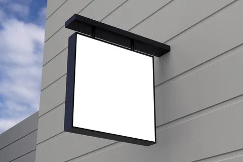 Wall Mount Sign facade Board Mockup Stock Illustration