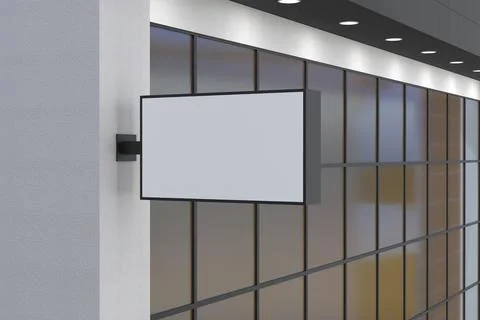Wall Mount Sign facade Board Mockup Stock Illustration