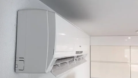 Wall Mounted Air Conditioner In Modern Interior Stock Footage 340317727