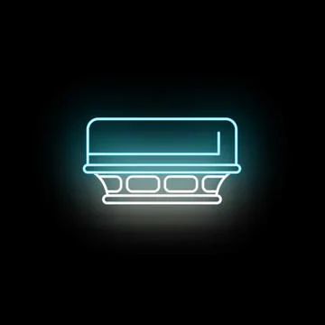 Wall mounted air conditioner system neon blue light icon Illustrazione stock