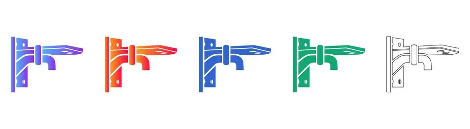 Wall Mounted Bracket Icon Set Stock Illustration