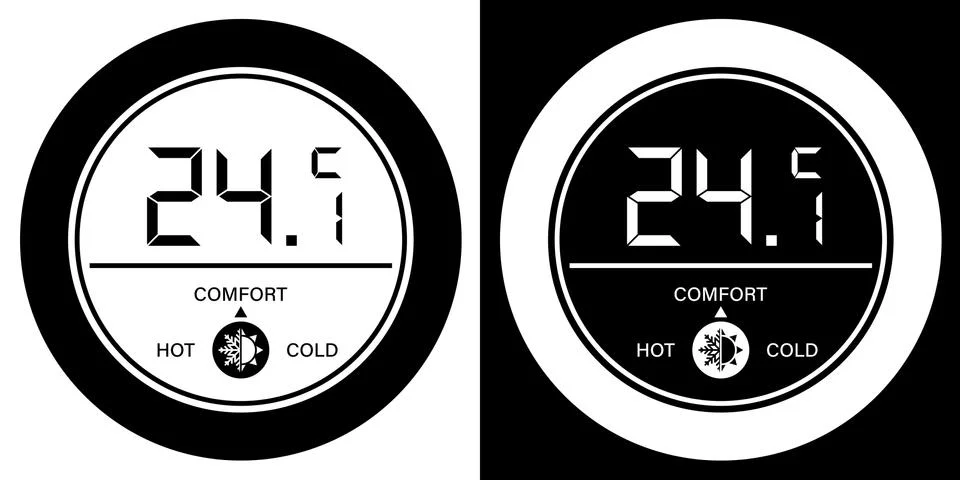 Wall mounted digital controller, regulator for remote control of climate Stock Illustration