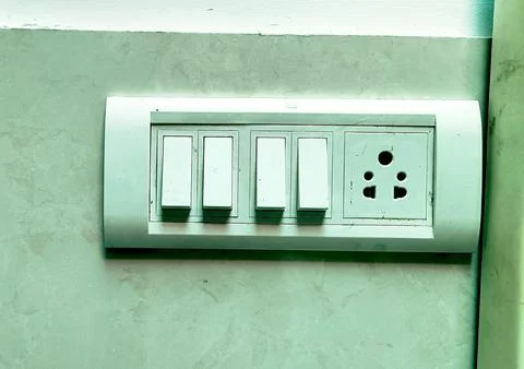 Wall Mounted Electrical Switchboard with Power Socket Stock Photos