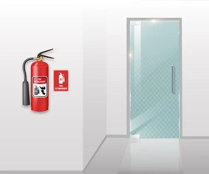 Wall Mounted Fire Extinguisher for Office and Commercial Buildings. Essential Ilustração Stock