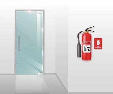 Wall Mounted Fire Extinguisher for Office and Commercial Buildings. Essential Stock Illustration