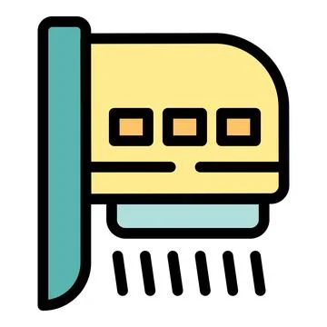 Wall mounted hand dryer blowing hot air in restroom Stock Illustration