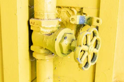 Wall mounted hydrant tap, industrial Stock Photos