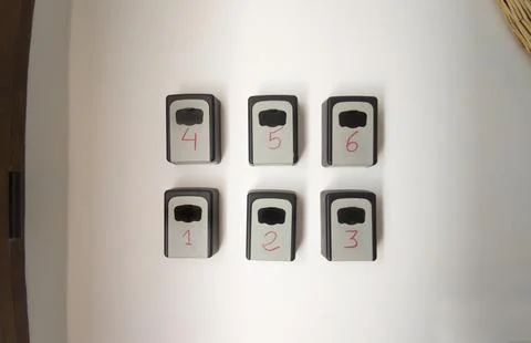 Wall mounted key safe boxes for rural accomodations Stock Photos