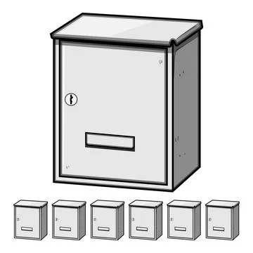 Wall mounted letter box receiving mail messages Illustration