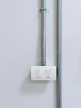 Wall-mounted light switch, image with copy space for text Stock Photos