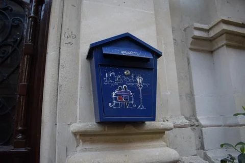Wall-Mounted Mailbox on a Street Stock Photos