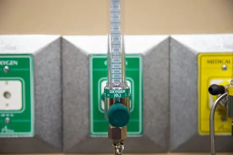 Wall mounted oxygen hookup Foto stock