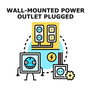 Wall mounted power outlet electrical installation system Stock Illustration