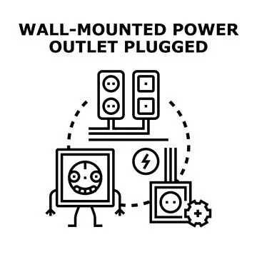 Wall mounted power outlet electrical installation system Stockillustratie