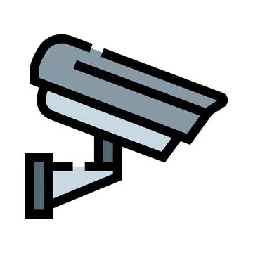 Wall mounted security camera vector icon monitoring area Stock Illustration
