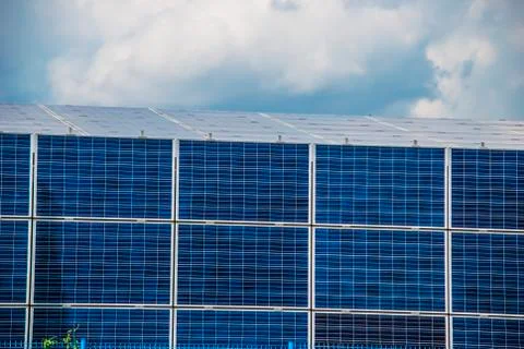 Wall mounted solar panels Stock Photos